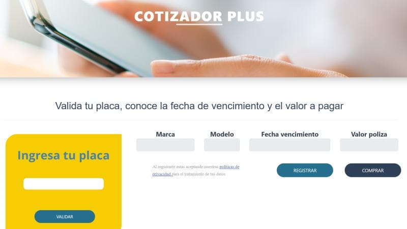 Soatplus.com web insurance sreen