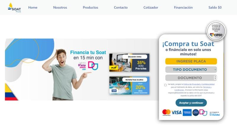 Soatplus.com web landing page