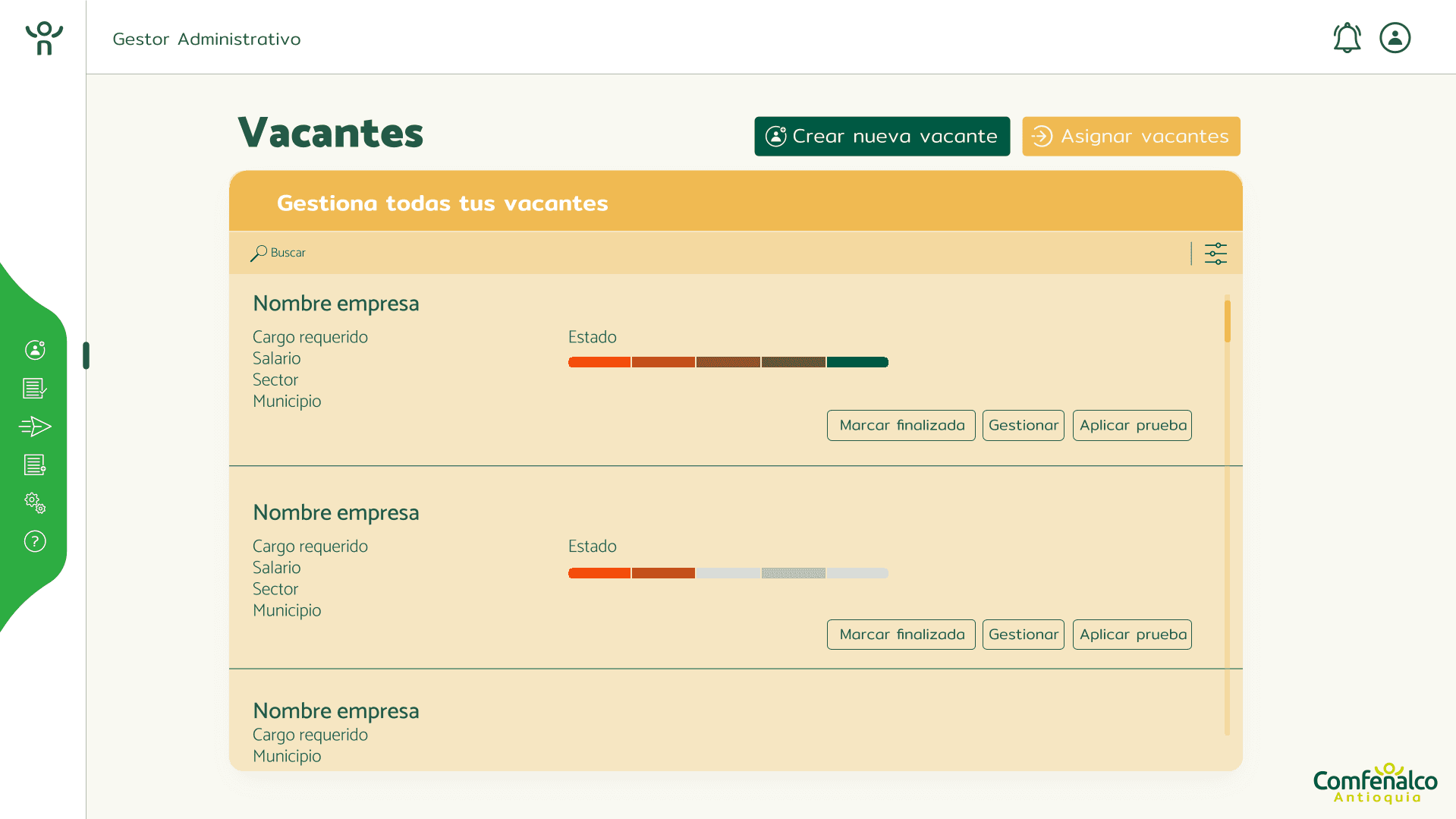 Comfenalco Talent Platform Backoffice