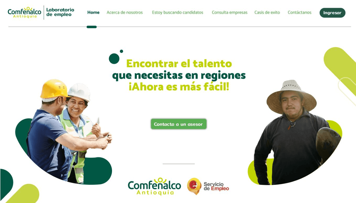 Comfenalco Talent Platform Landing